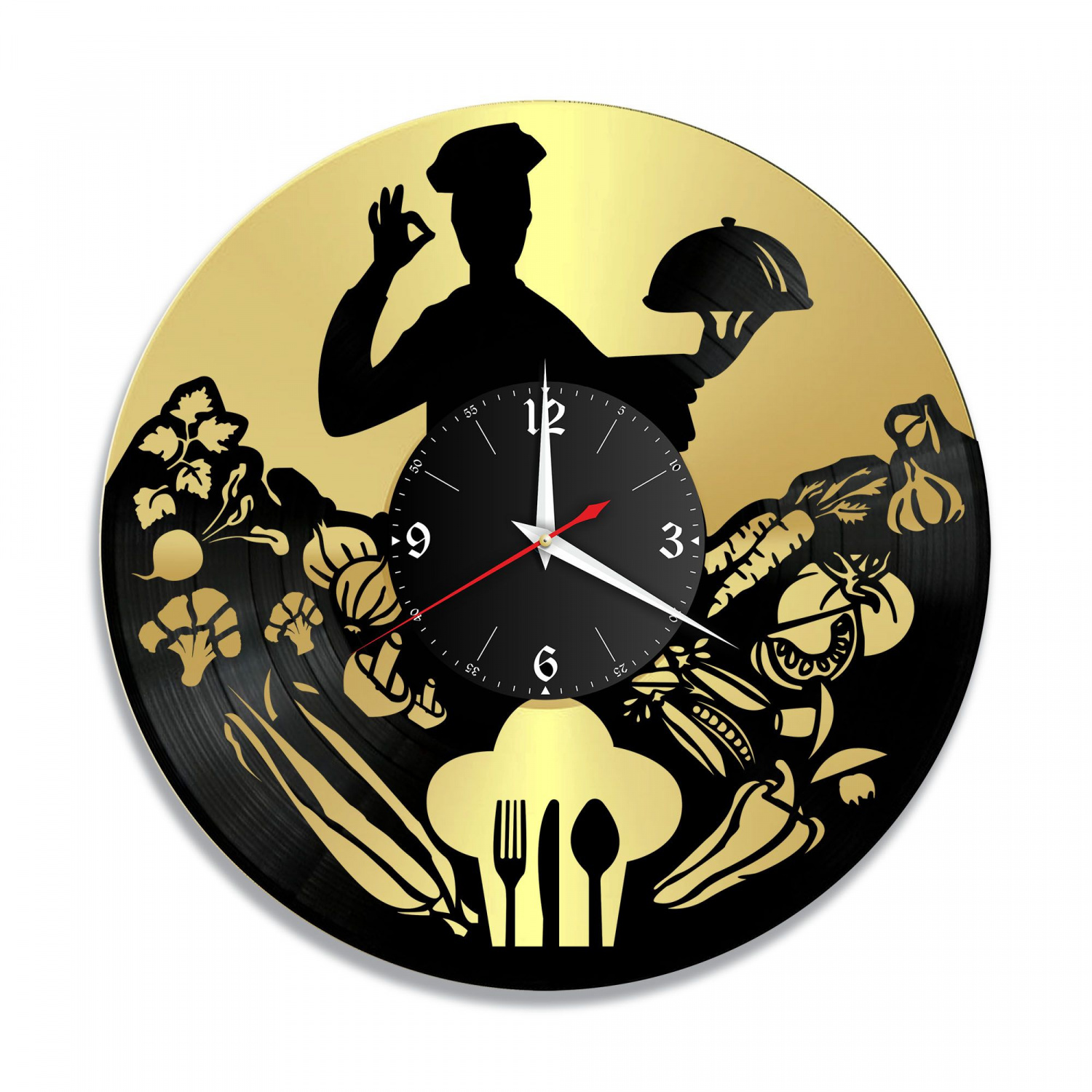 Часы настенные "Кухня, золото" из винила, №6 VC-10610-1
