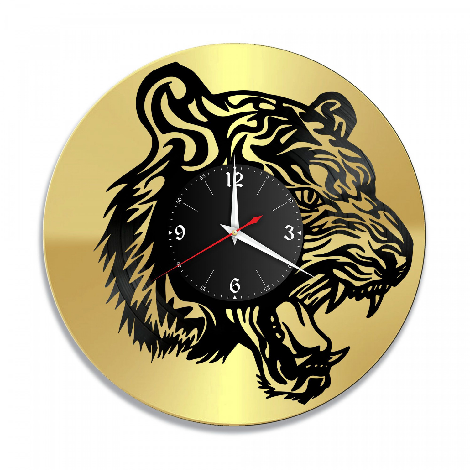 Часы настенные "Тигр, золото" из винила, №1 VC-10732-1