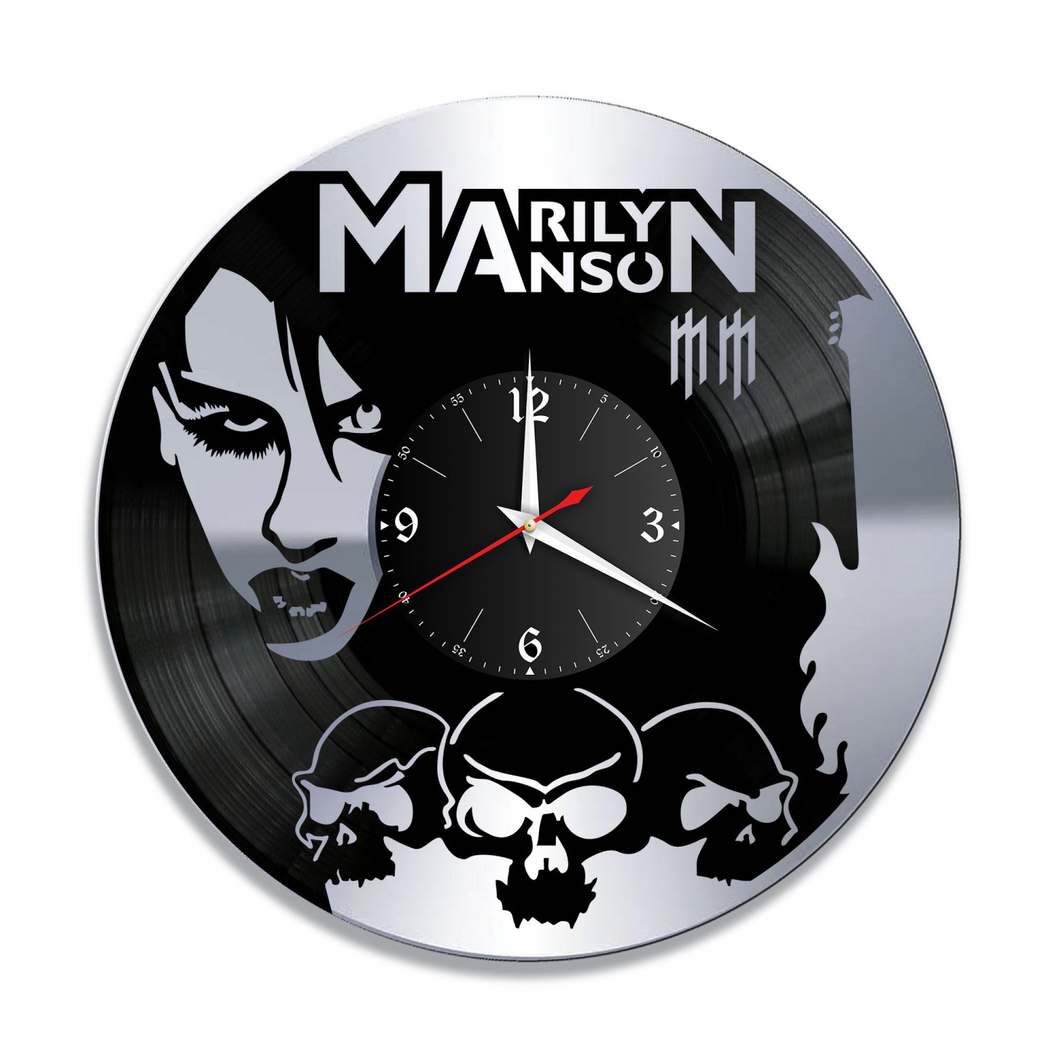Часы настенные "группа Marilyn Manson, серебро" из винила, №1 VC-10116-2