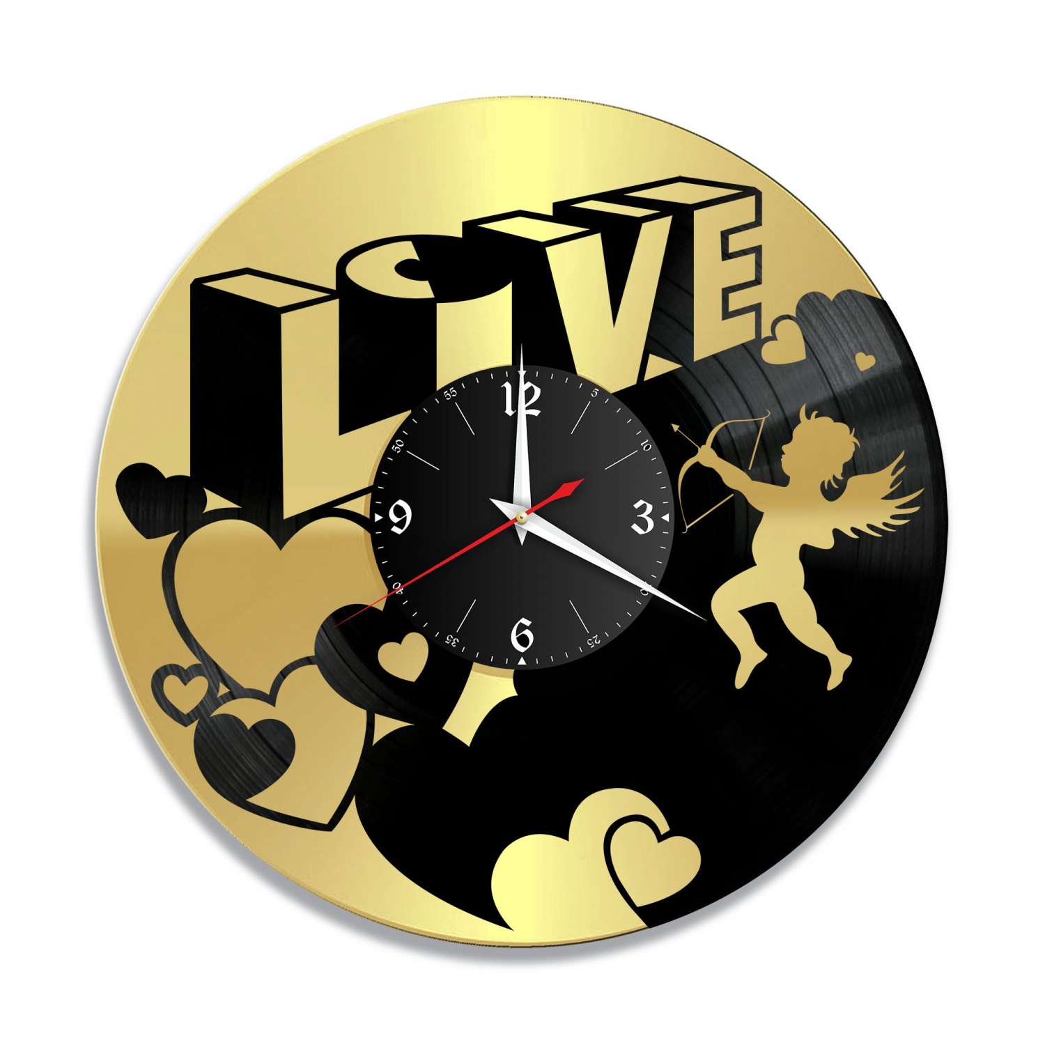 Часы настенные "Любовь, золото" из винила, №6 VC-10876-1