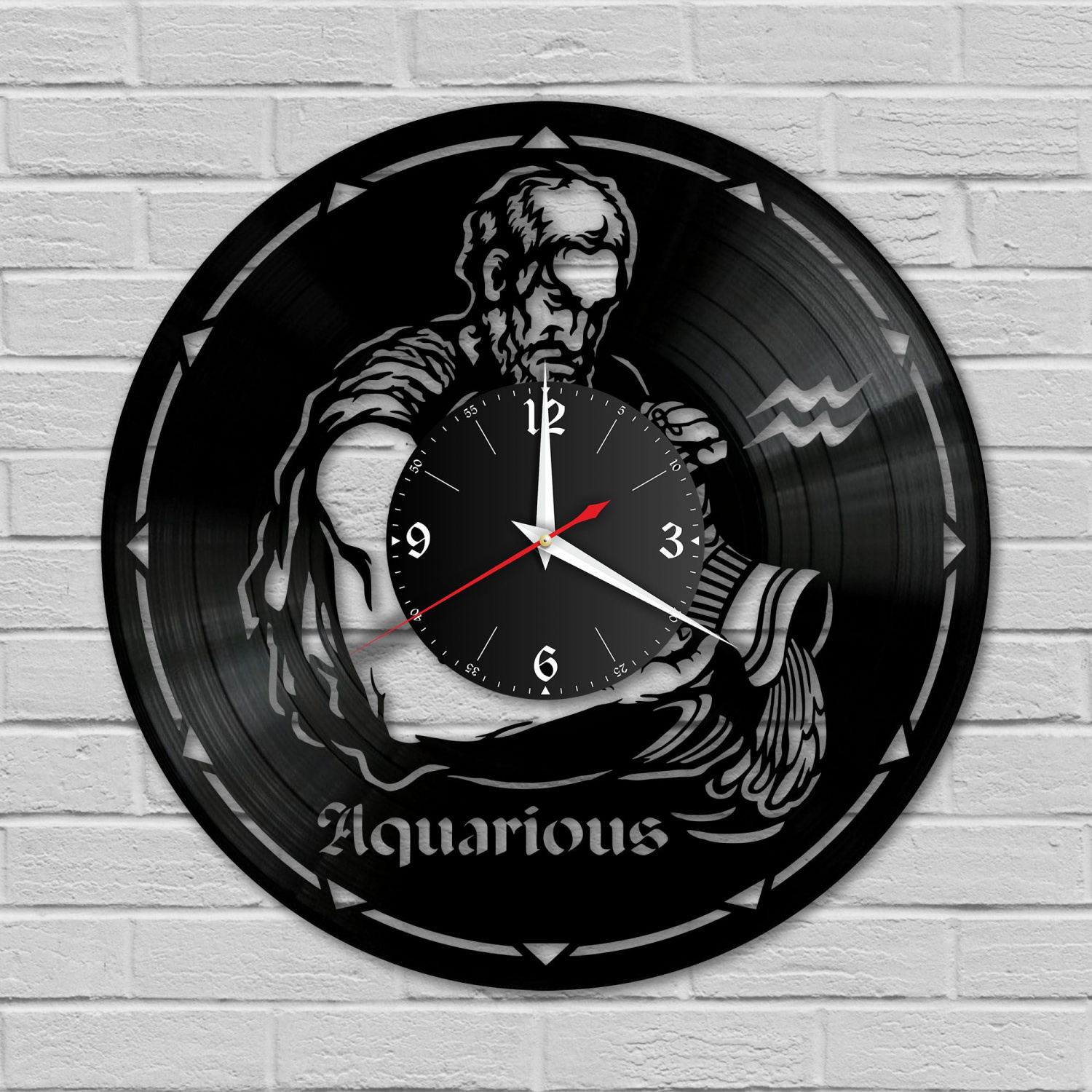 Часы настенные "Знаки Зодиака (Водолей)" из винила, №11 VC-10388
