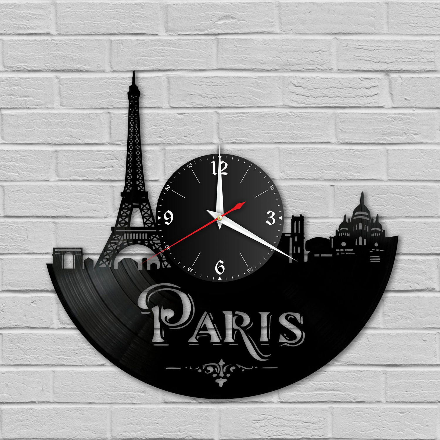 Часы настенные "город Париж" из винила, №1 VC-10481