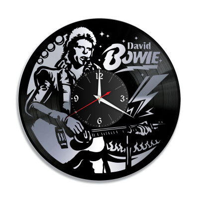Часы настенные "David Bowie (Дэвид Боуи), серебро" из винила, №1