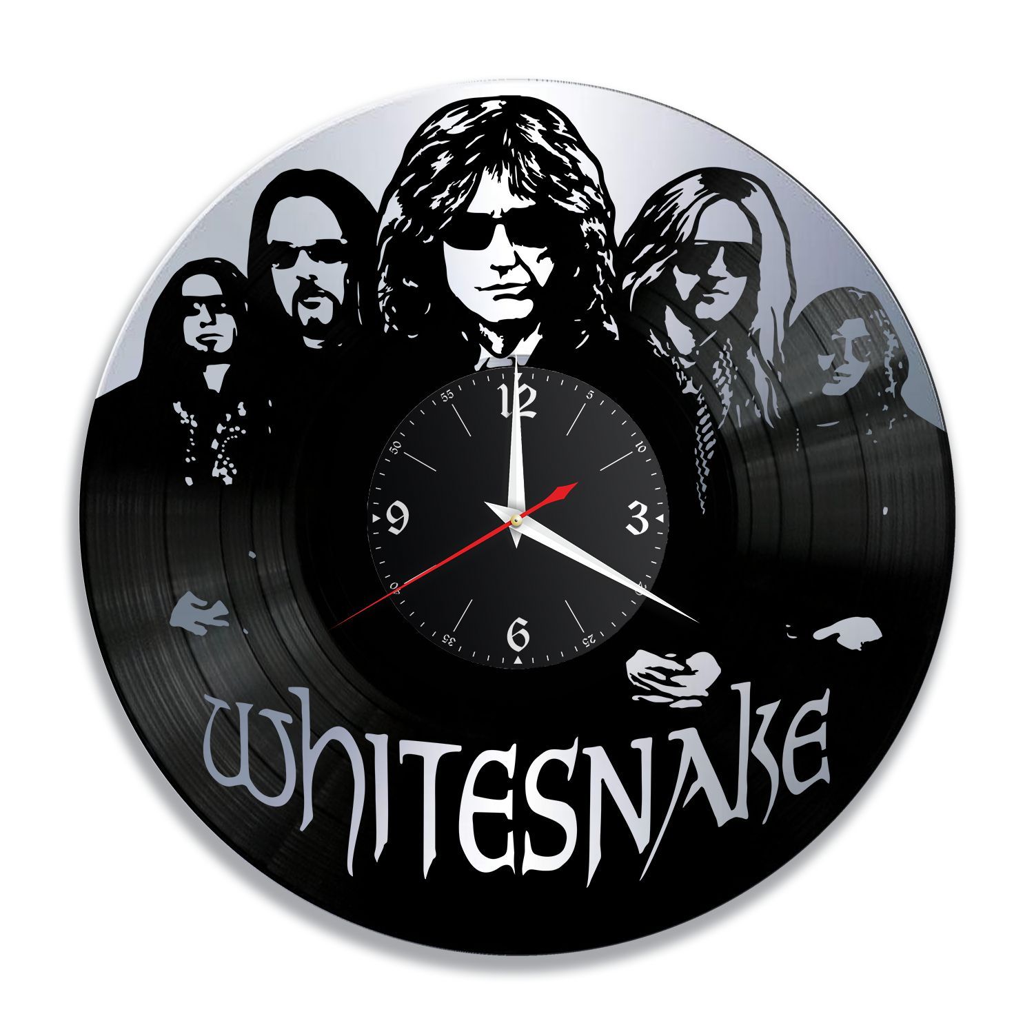 Часы настенные "Whitesnake, серебро" из винила, №1 VC-12255-2