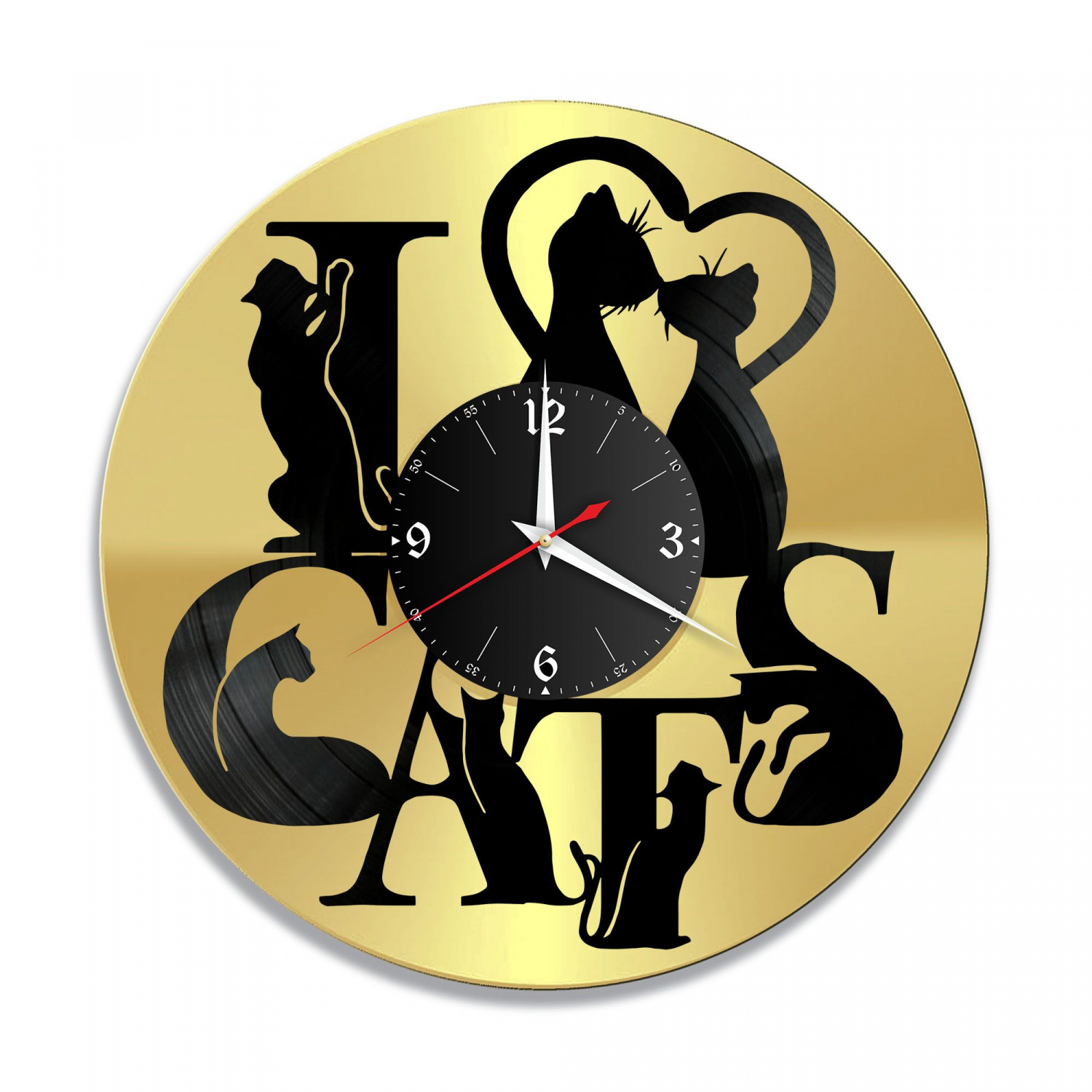 Часы настенные "Коты, золото" из винила, №1 VC-10712-1