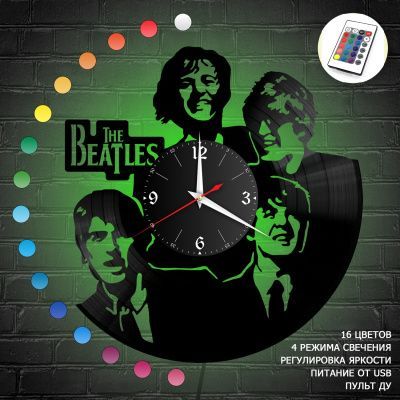 Часы с подсветкой "группа Битлз (The Beatles)" из винила, №3