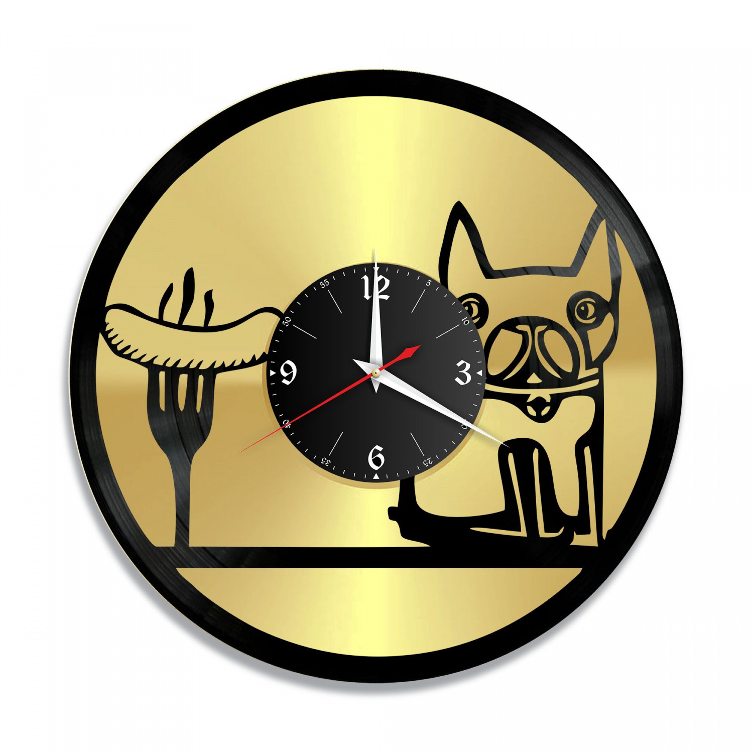 Часы настенные "Собака, золото" из винила, №4 VC-10729-1