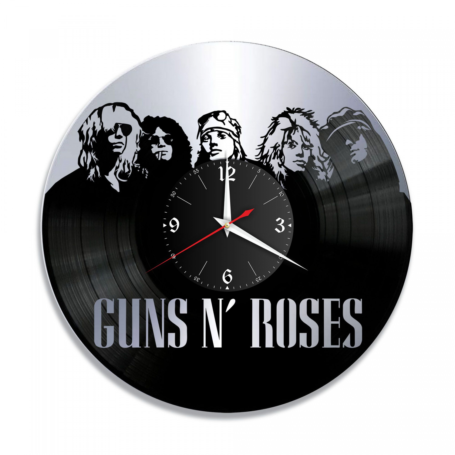 Часы настенные "группа Guns and Roses, серебро" из винила, №1 VC-10097-2