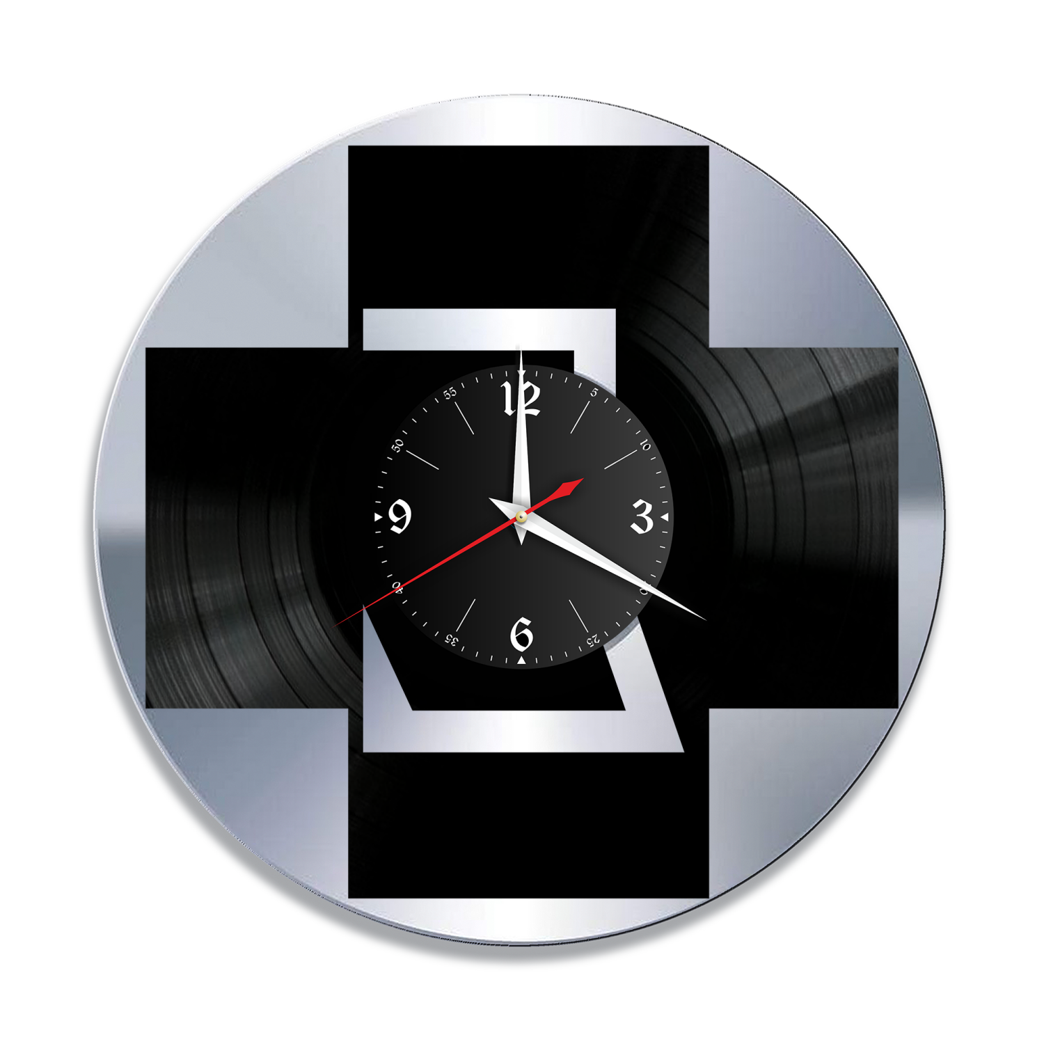 Часы настенные "Группа Rammstein, серебро" из винила, №R1 VC-12118-2