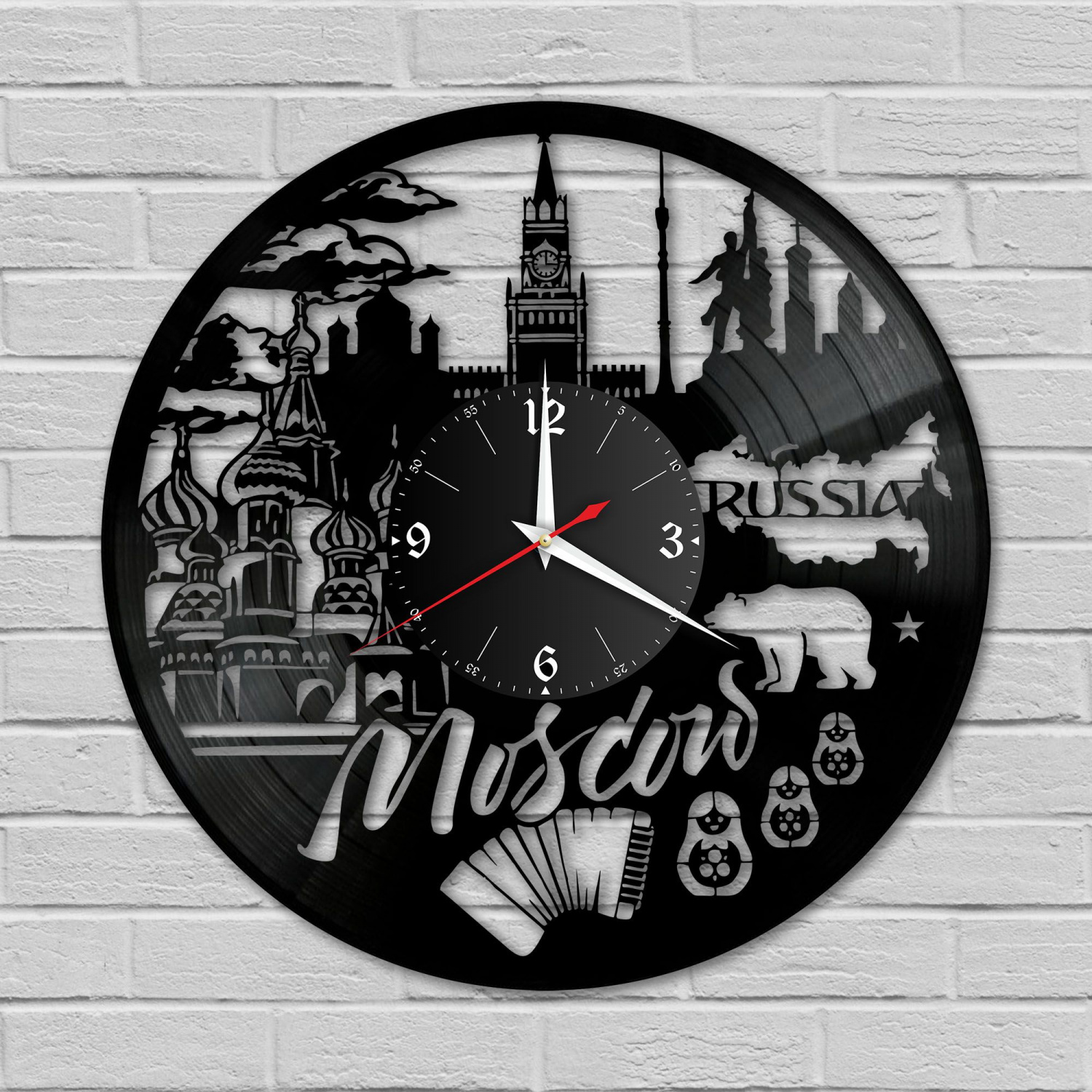 Часы настенные "город Москва" из винила, №1 VC-10499