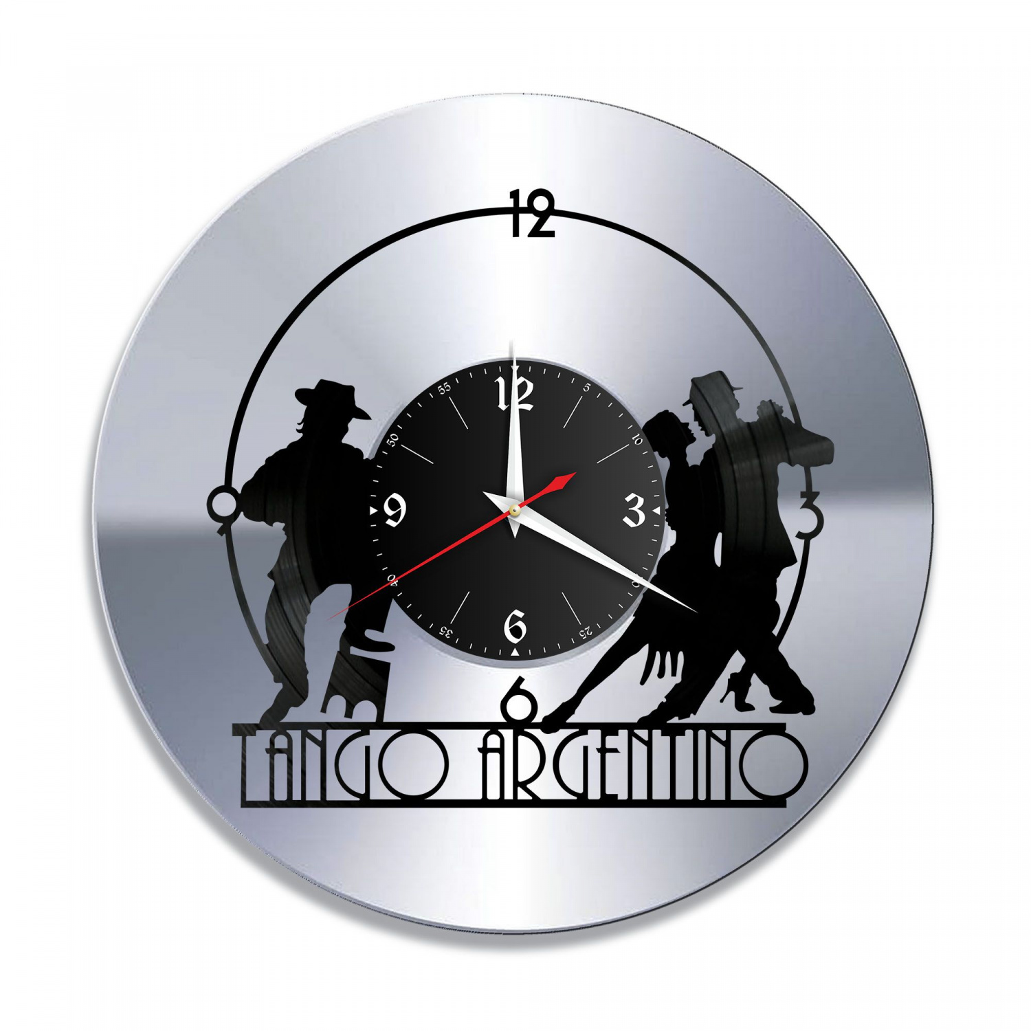 Часы настенные "Аргентинское Танго, серебро" из винила, №1 VC-10290-2