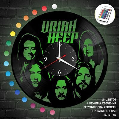 Часы с подсветкой "группа Uriah Heep" из винила, №1