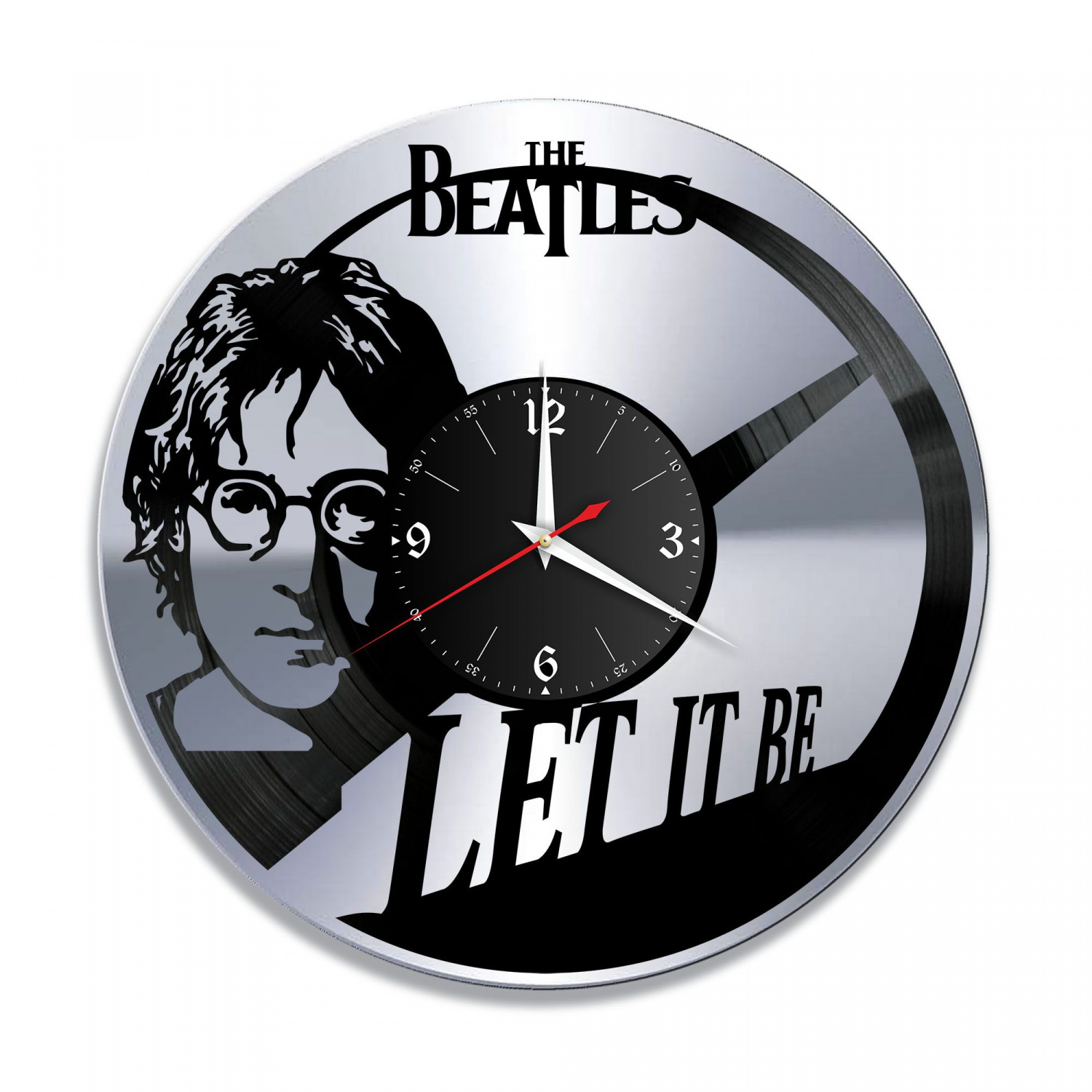 Часы настенные "группа Битлз (The Beatles), серебро" из винила, №1 VC-10178-2