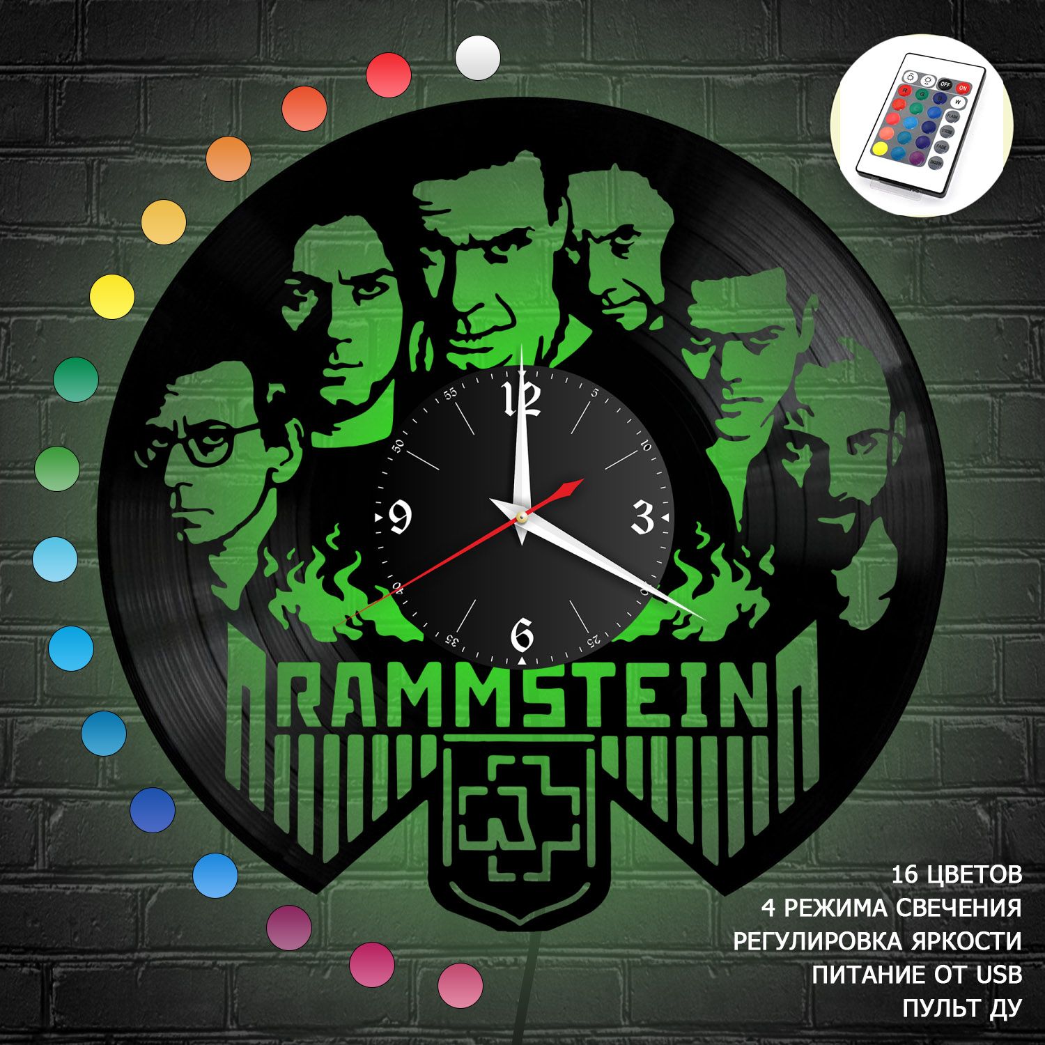 Часы с подсветкой "группа Rammstein" из винила, №5 VC-10828-RGB
