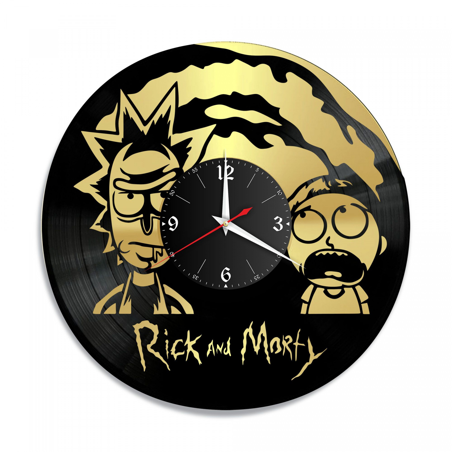 Часы настенные "Рик и Морти, золото" из винила, №1 VC-10343-1