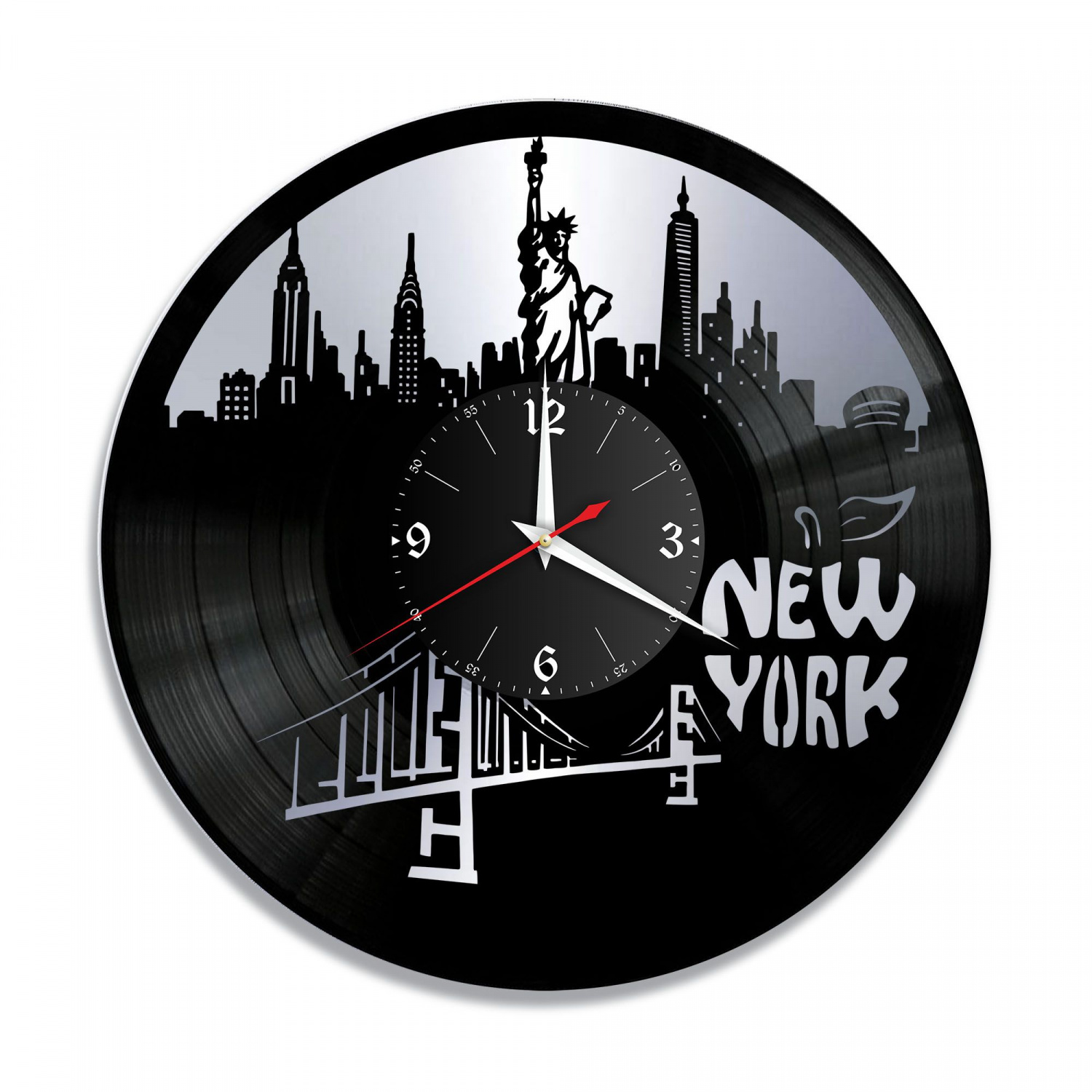 Часы настенные "город Нью Йорк, серебро" из винила, №3 VC-10899-2
