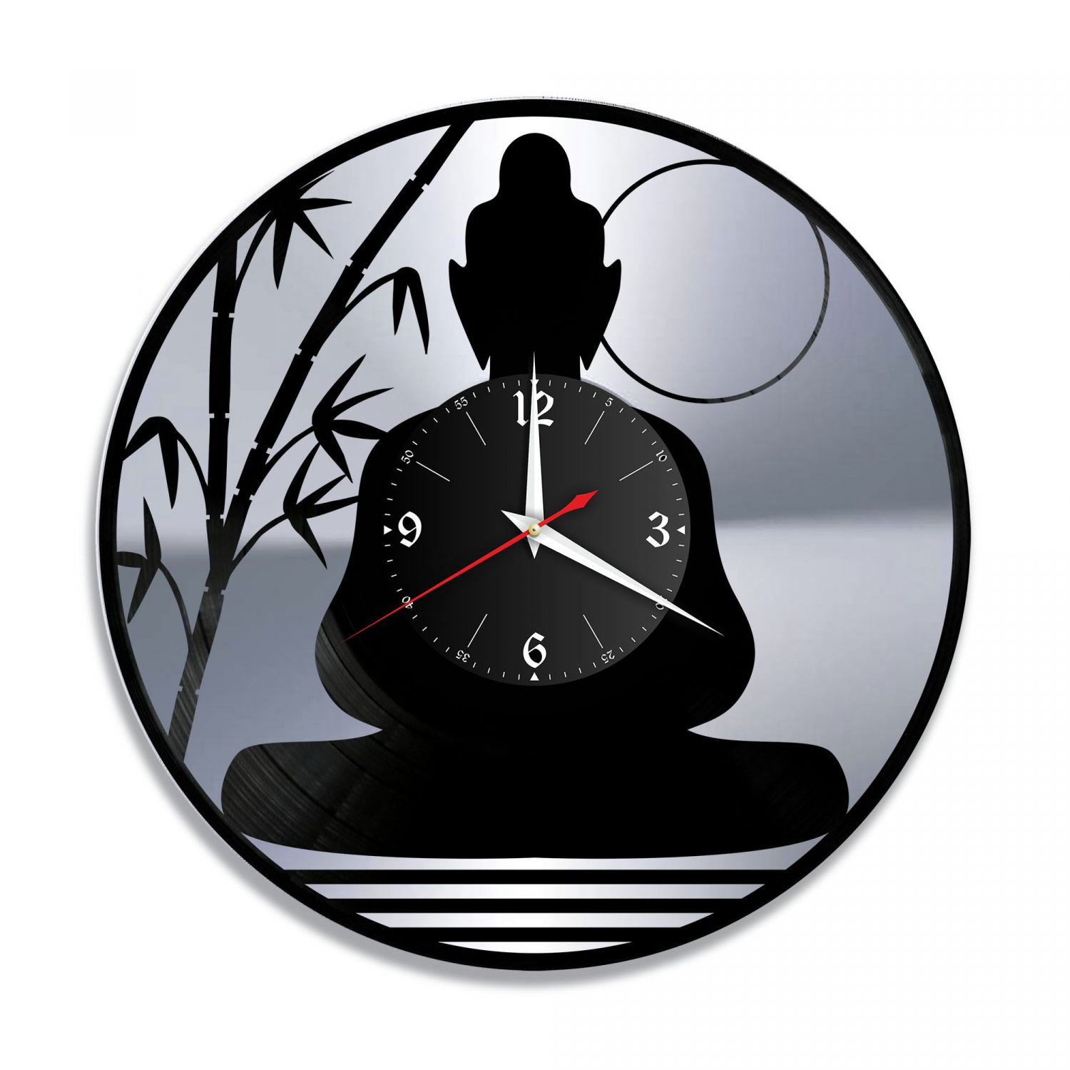 Часы настенные "Будда, серебро" из винила, №1 VC-10757-2