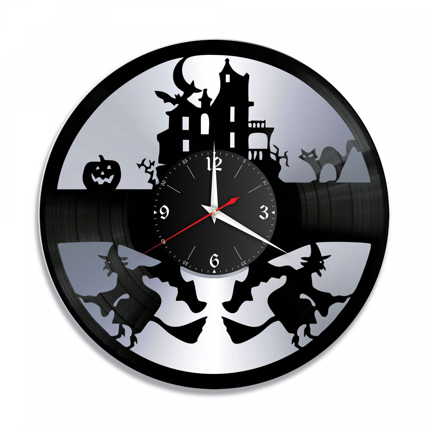 Часы настенные "Хеллоуин, серебро" из винила, №2 VC-10680-2