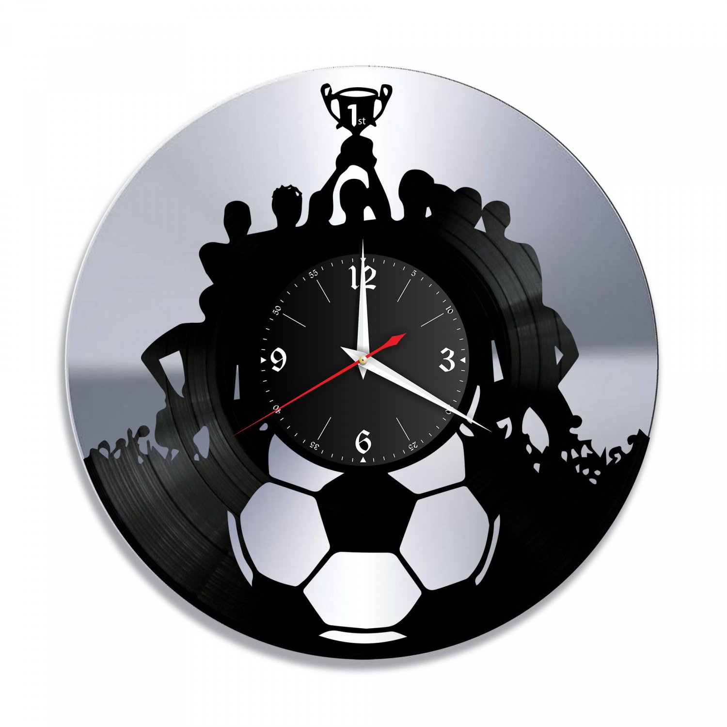 Часы настенные "Футбол, серебро" из винила, №4 VC-10530-2