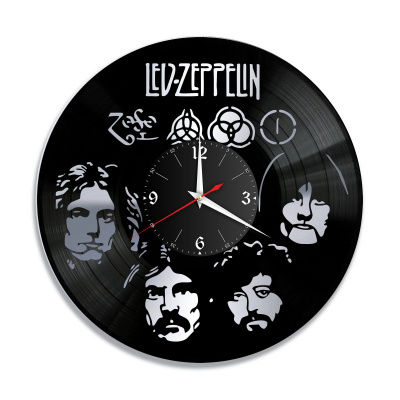 Часы настенные "группа Led Zeppelin, серебро" из винила, №1