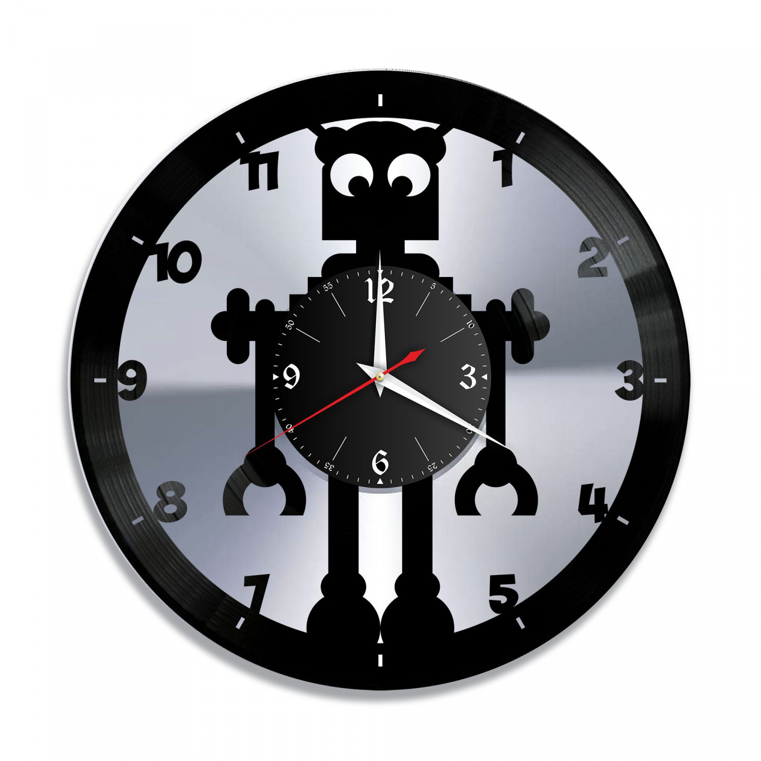 Часы настенные "Робот, серебро" из винила, №1 VC-10796-2