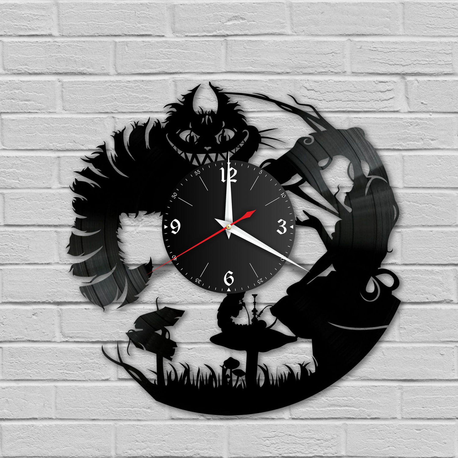 Часы настенные "Алиса в стране чудес" из винила, №1 VC-10921