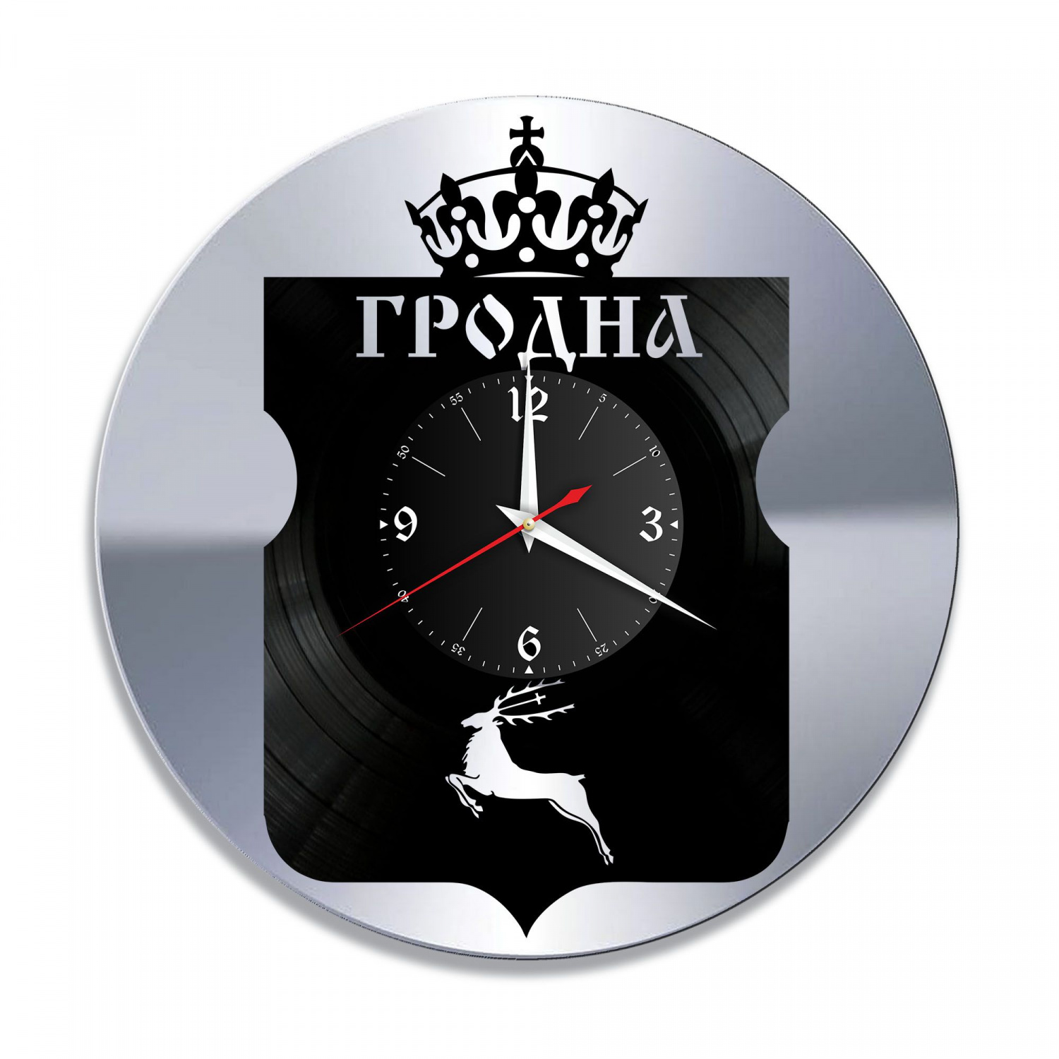 Часы настенные "город Гродно, серебро" из винила, №1 VC-10460-2