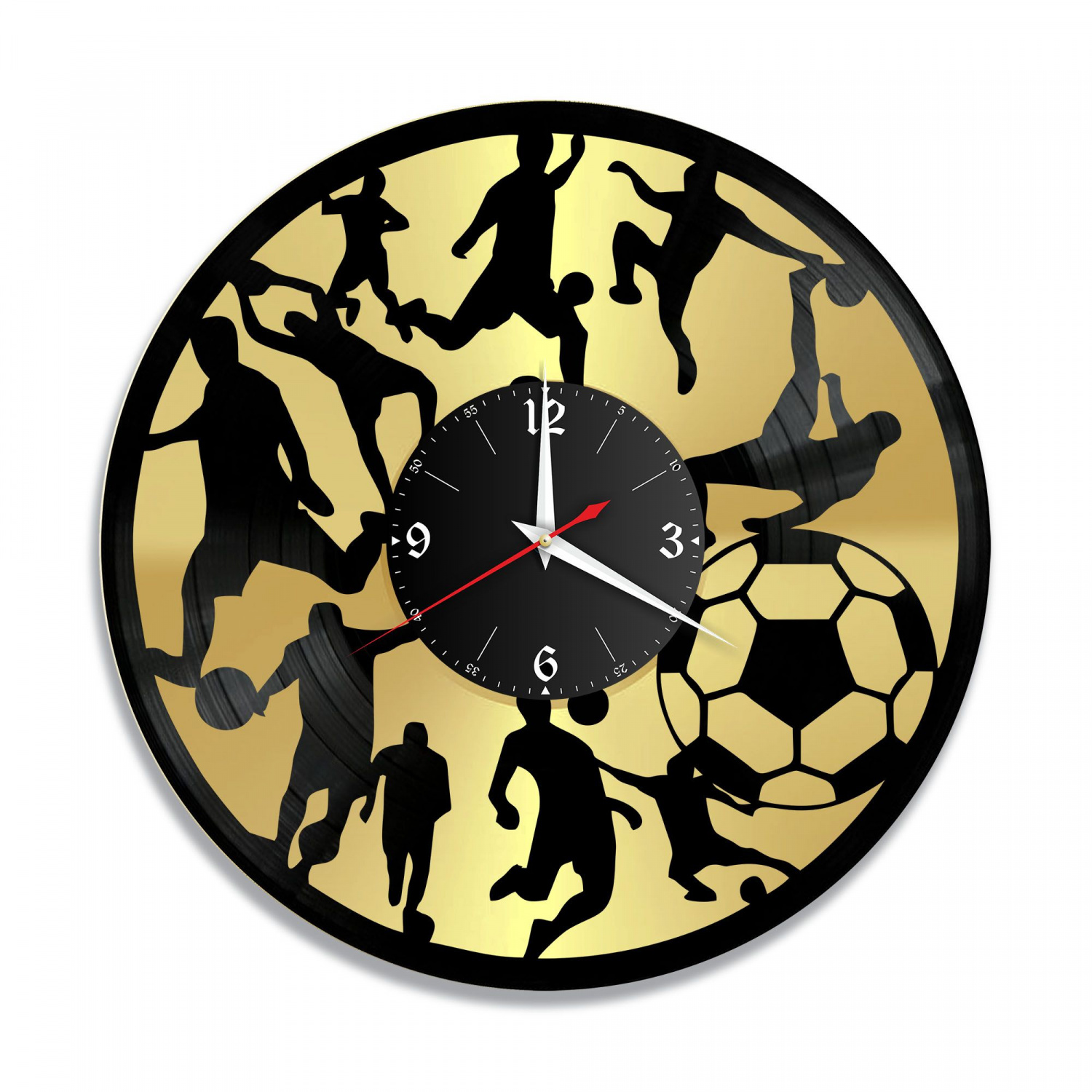 Часы настенные "Футбол, золото" из винила, №2 VC-10528-1