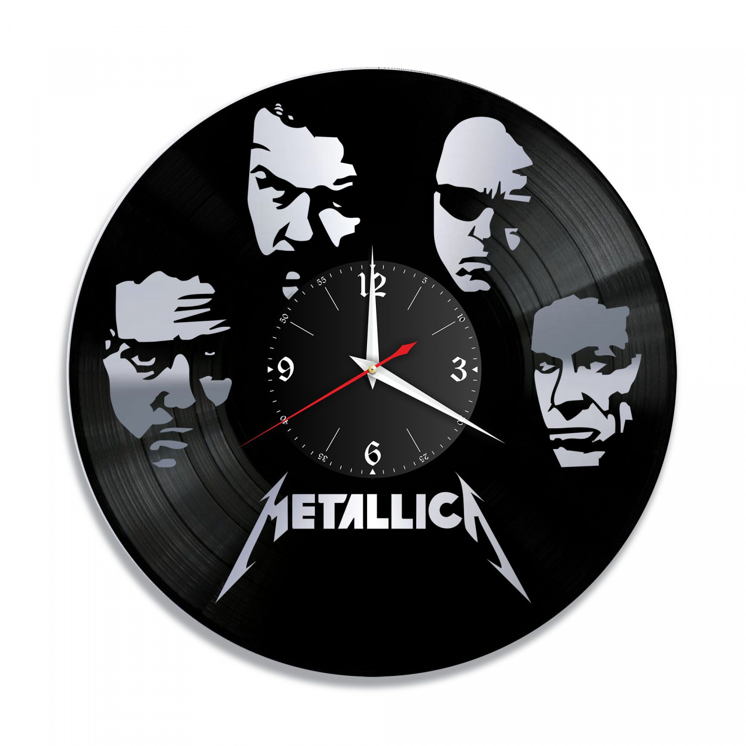 Часы настенные "группа Metallica, серебро" из винила, №2 VC-10118-2