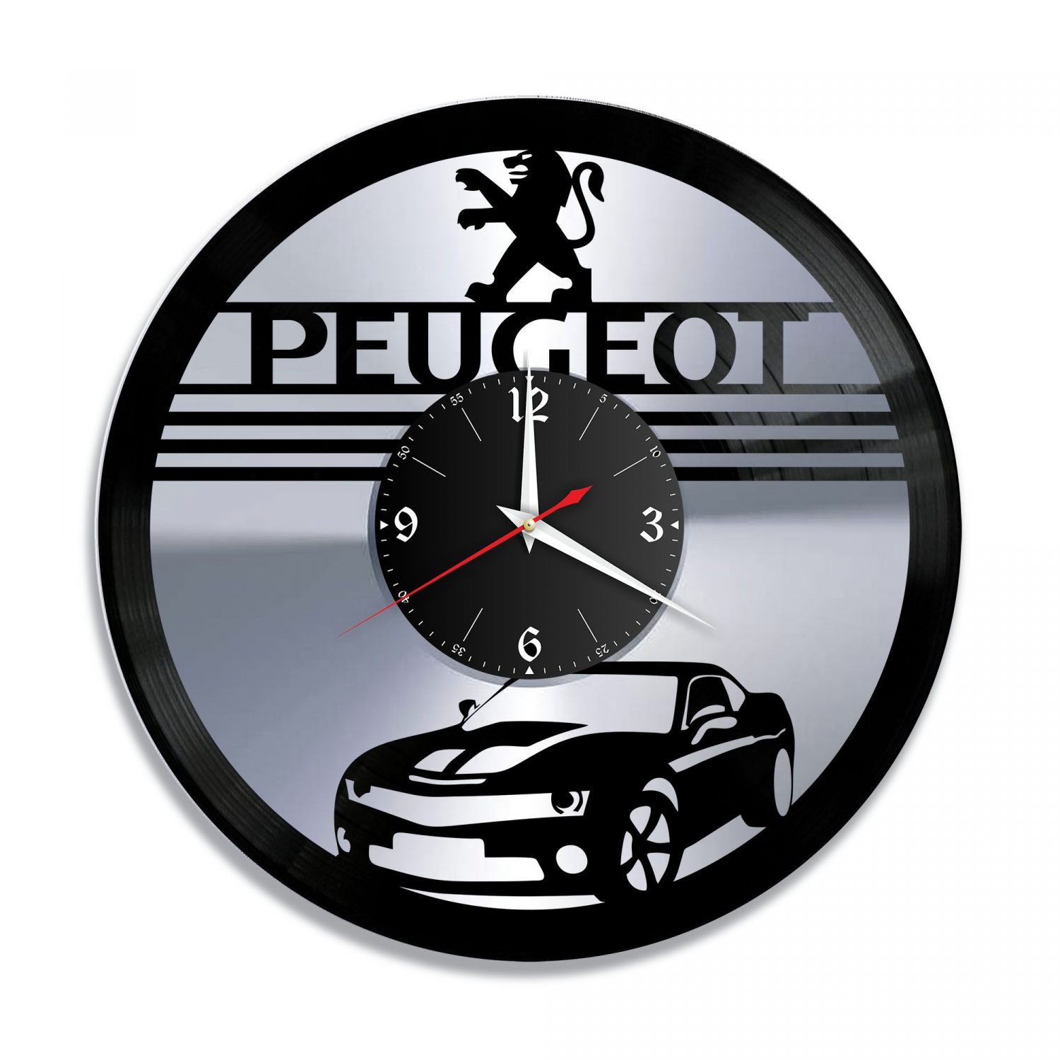 Часы настенные "Peugeot, серебро" из винила, №1 VC-10424-2