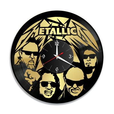 Часы настенные "группа Metallica, золото" из винила, №1