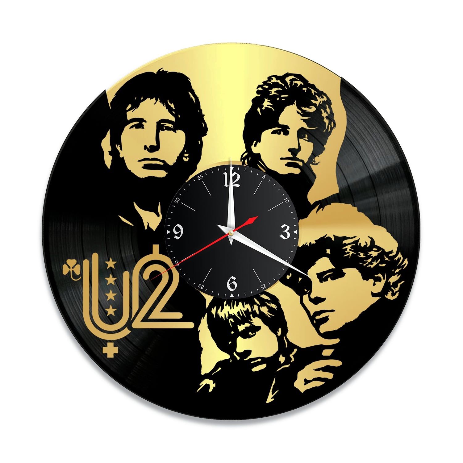 Часы настенные "Группа U2, золото" из винила, №2 VC-14003-1