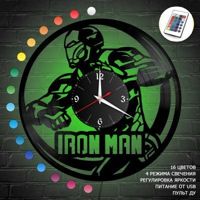 Часы с подсветкой "группа Iron Man" из винила, №3