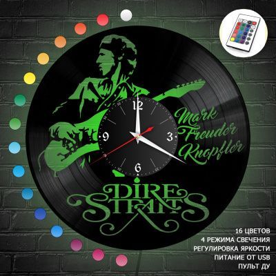 Часы с подсветкой "группа Dire Straits" из винила, №2