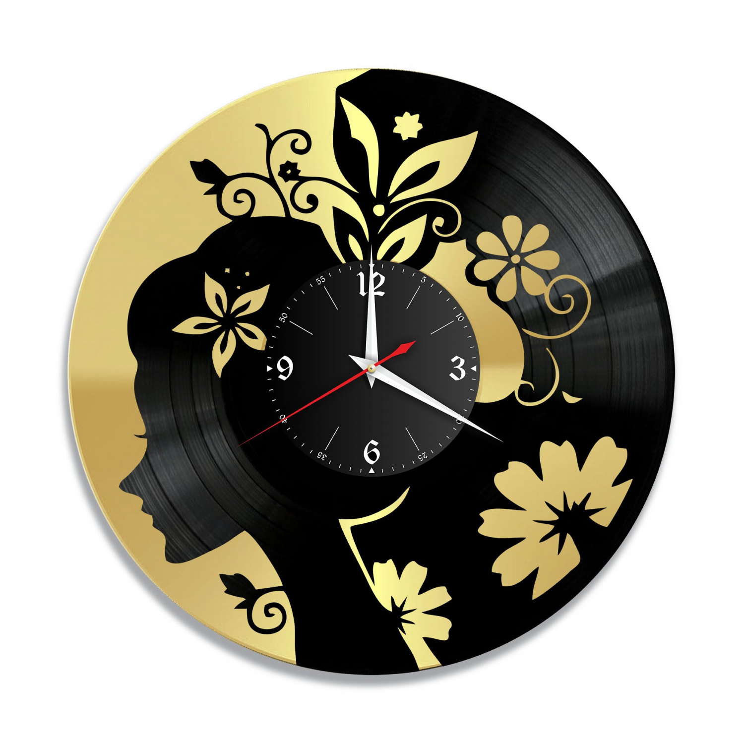 Часы настенные "Девушка, золото" из винила, №3 VC-10690-1