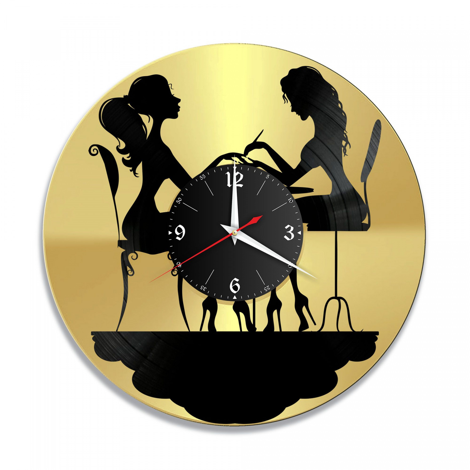 Часы настенные "2 девушки, золото" из винила, №2 VC-10683-1
