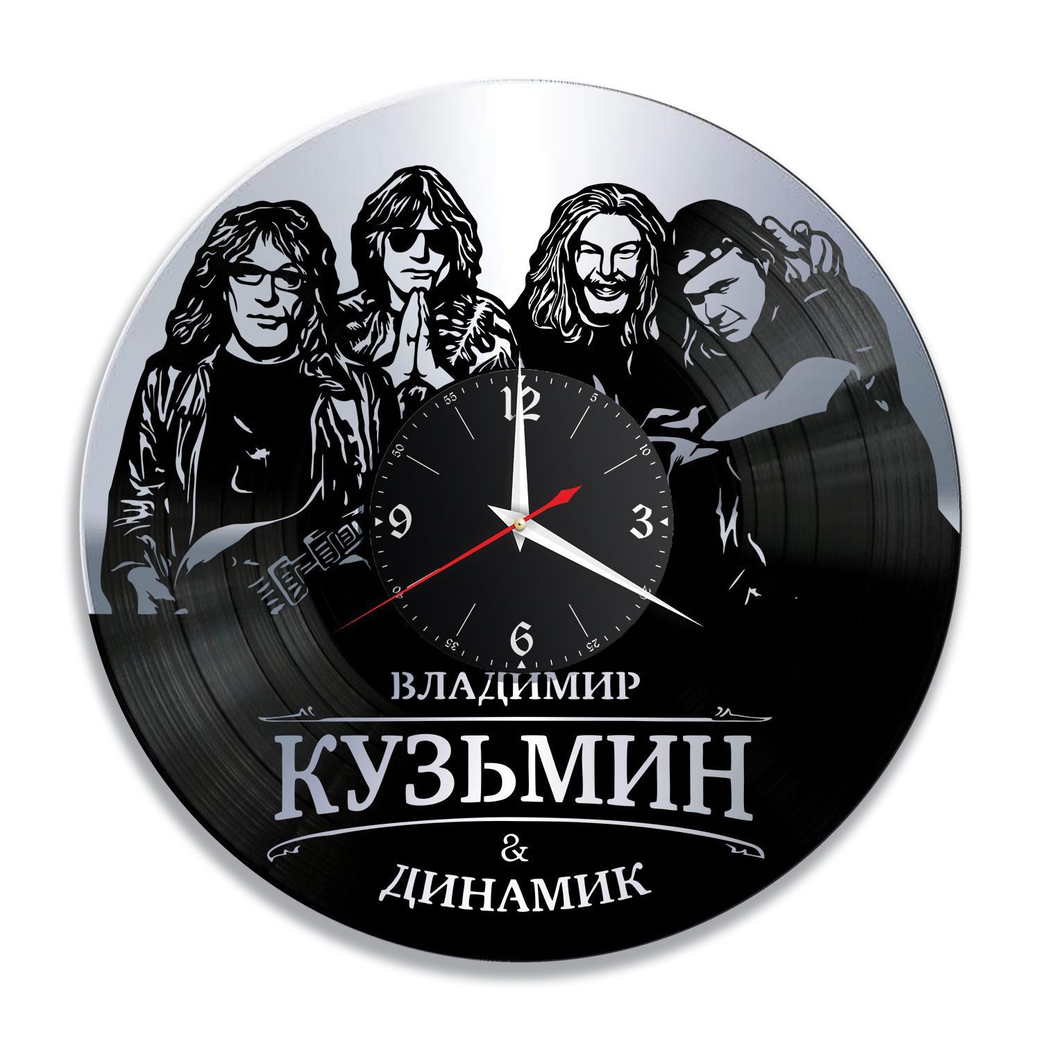 Часы настенные "Владимир Кузьмин, серебро" из винила, №3 VC-12213-2