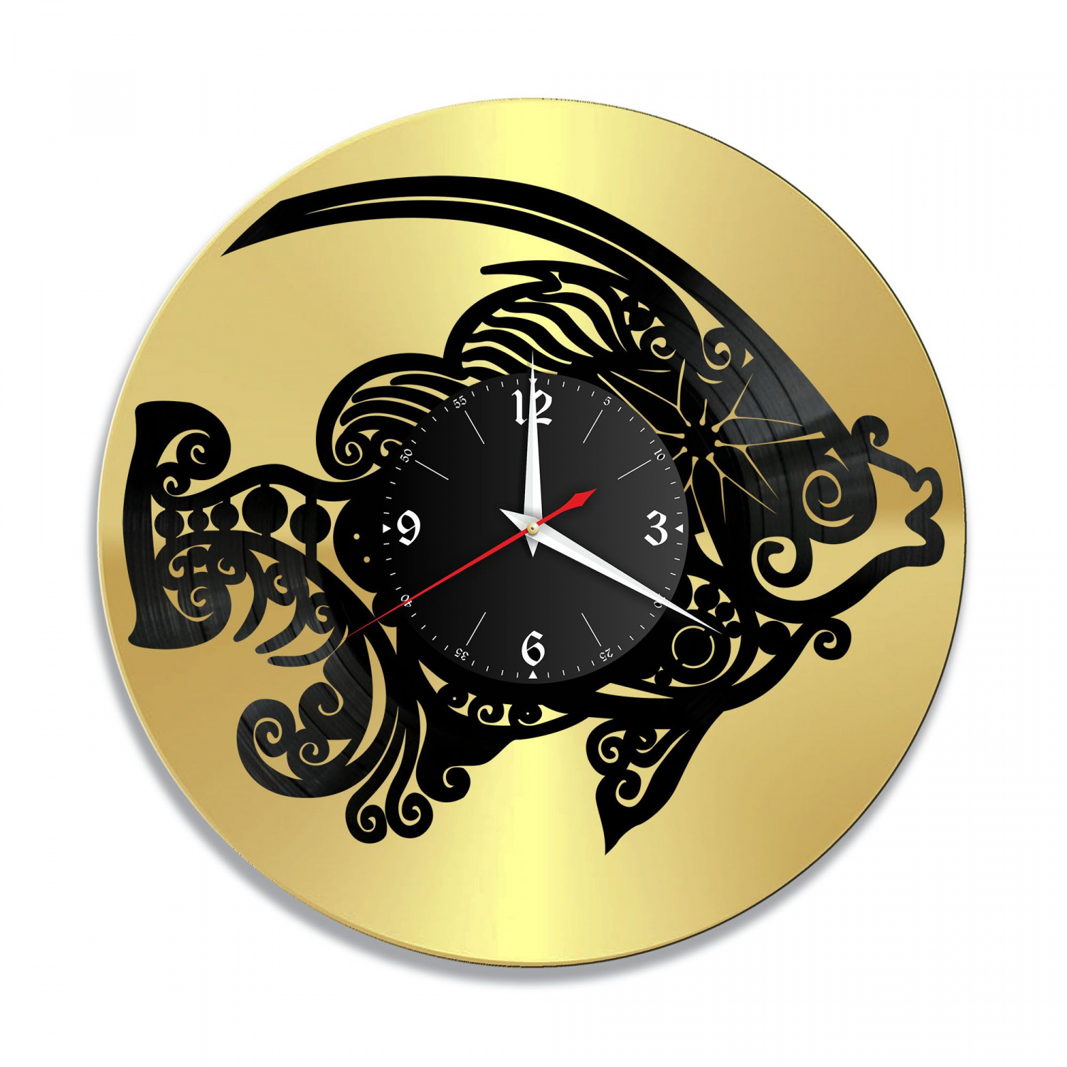Часы настенные "Рыбка, золото" из винила, №1 VC-10904-1