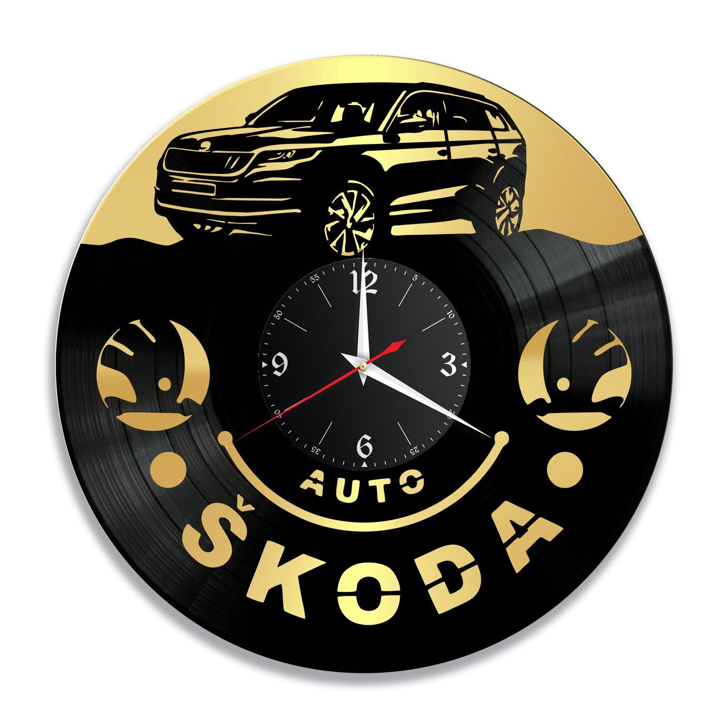 Часы настенные "Skoda Kodiaq, золото" из винила, №2 VC-12252-1