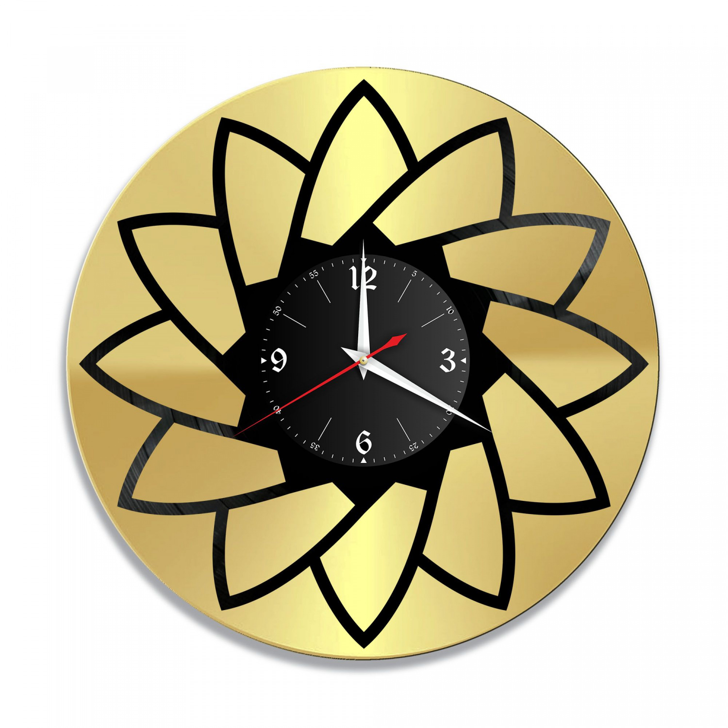 Часы настенные "Цветы, золото" из винила, №3 VC-12055-1