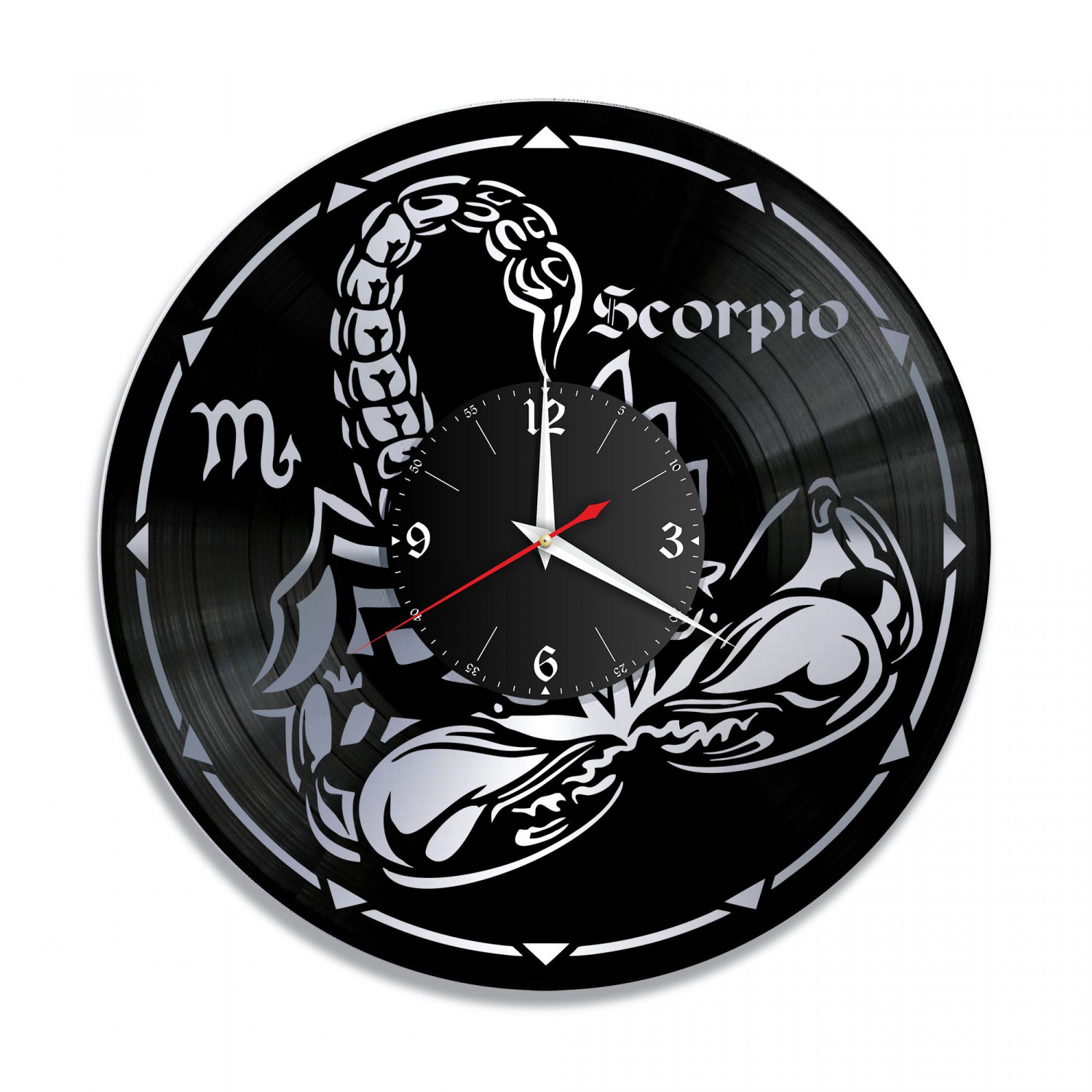 Часы настенные "Знаки Зодиака (Скорпион), серебро" из винила, №8 VC-10396-2