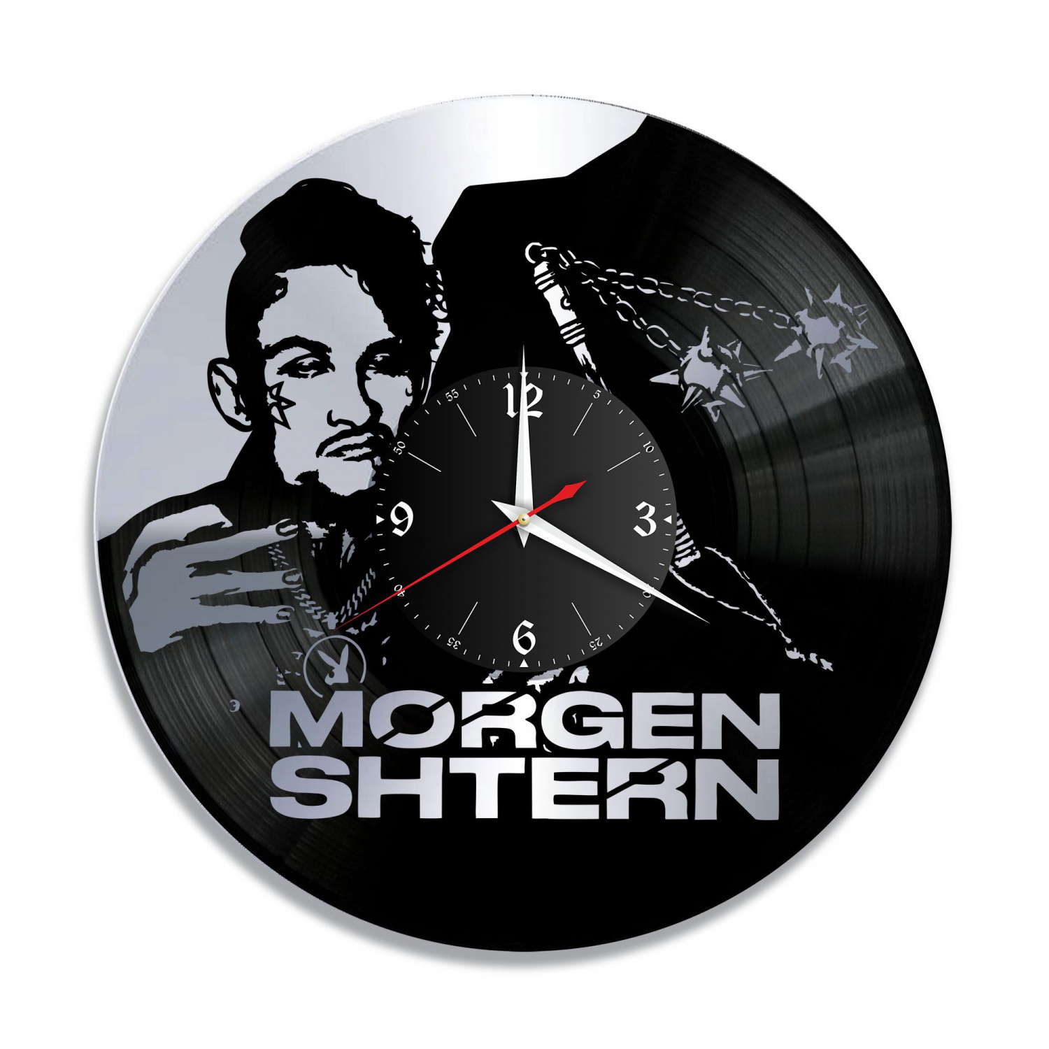 Часы настенные "Моргенштерн (Morgenshtern), серебро" из винила, №1 VC-10881-2