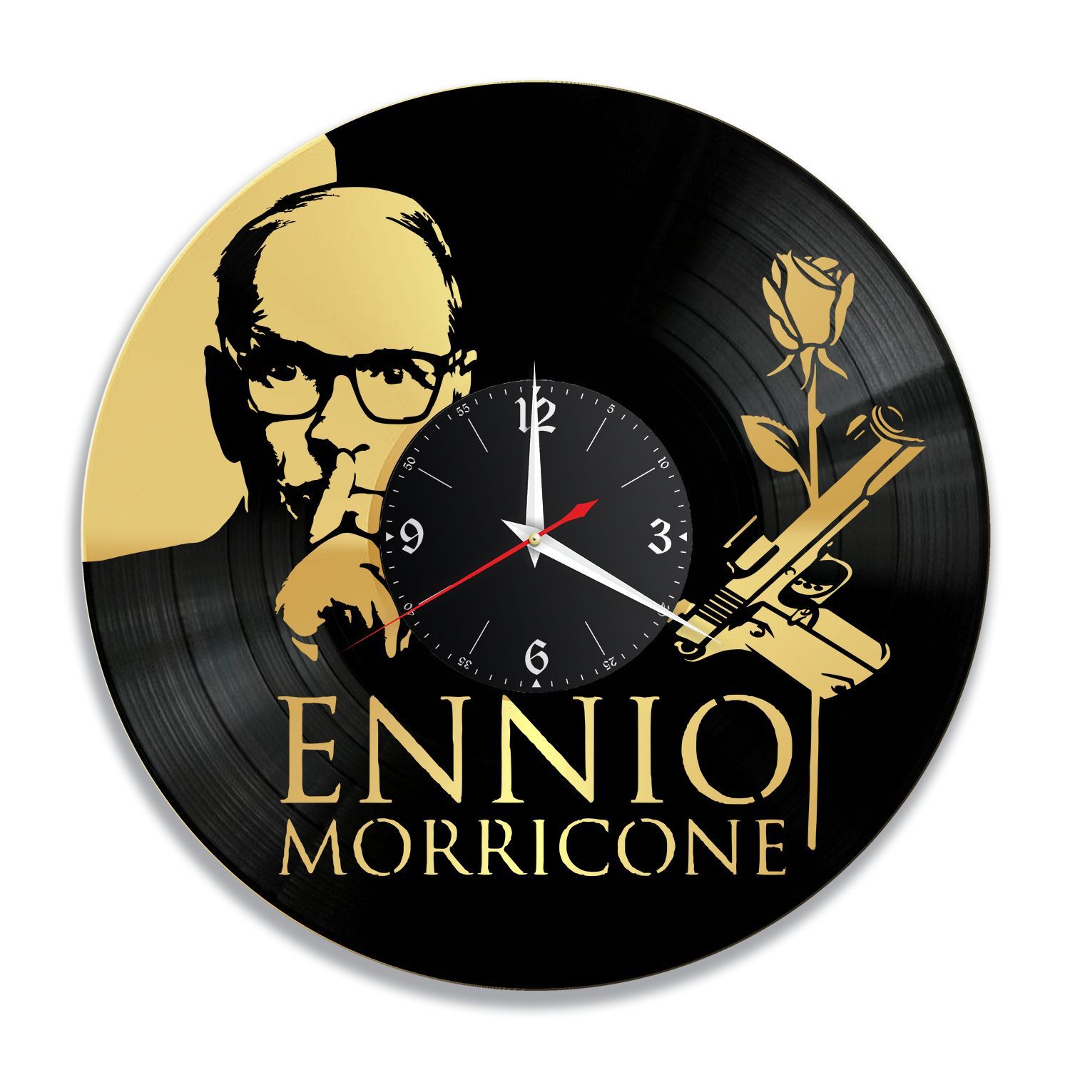 Часы настенные "Эннио Морриконе (Ennio Morricone), золото" из винила, №1 VC-12244-1