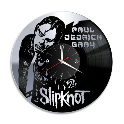 Часы настенные "группа Slipknot (Пол Грэй), серебро" из винила, №6