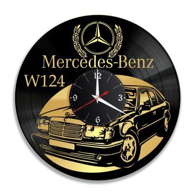 Часы настенные "Mercedes W124, золото" из винила, №9