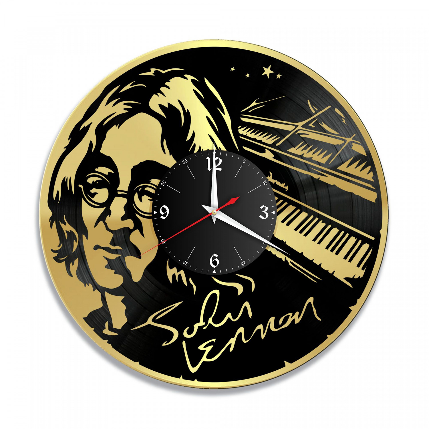 Часы настенные "Джон Леннон (John Lennon), золото" из винила, №1 VC-10190-1