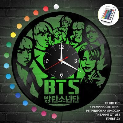 Часы с подсветкой "группа BTS" из винила, №3