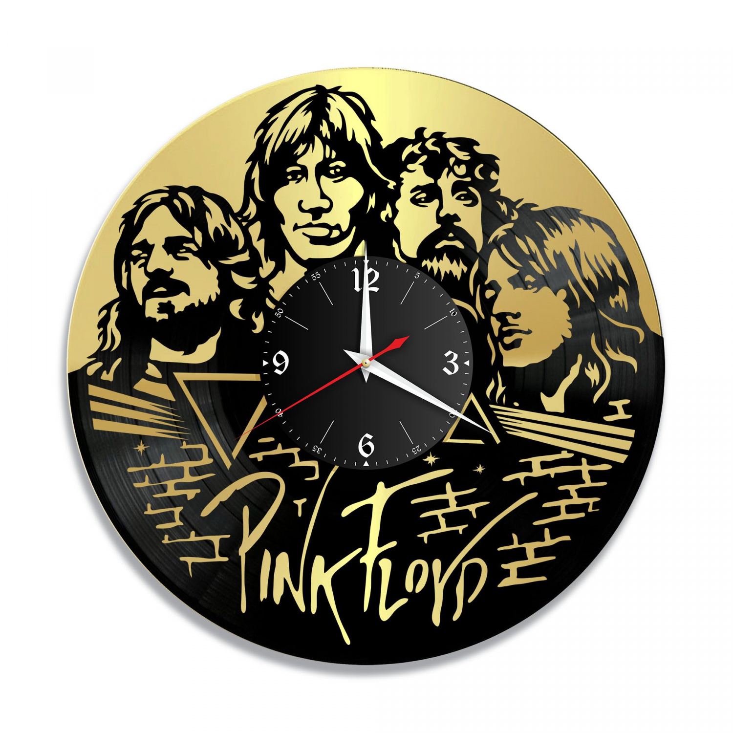 Часы настенные "группа Pink Floyd, золото" из винила, №1 VC-10133-1
