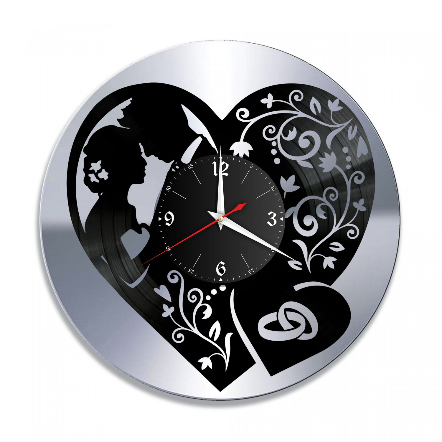 Часы настенные "Свадьба, серебро" из винила, №2 VC-10677-2