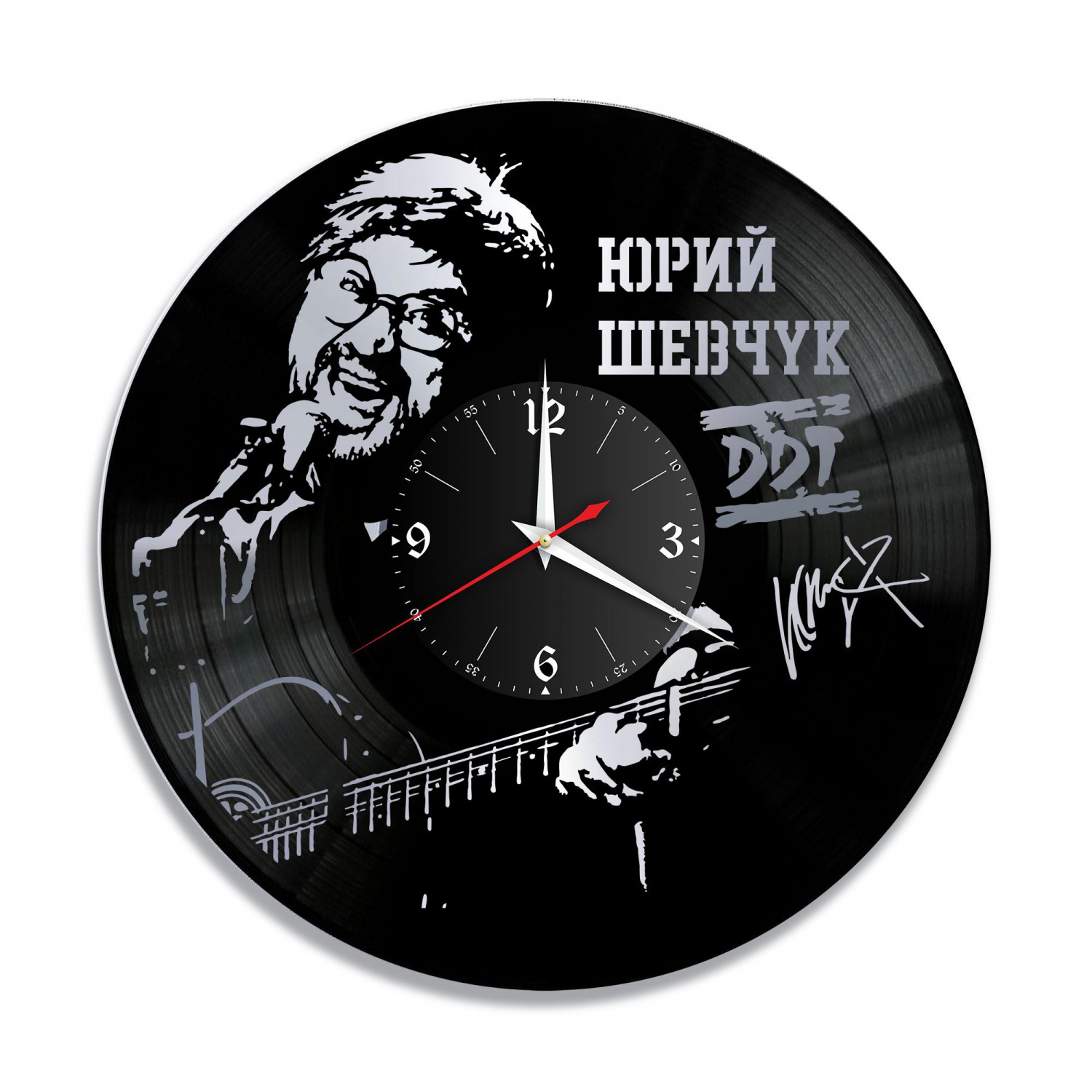 Часы настенные "группа ДДТ, серебро" из винила, №2 VC-10859-2